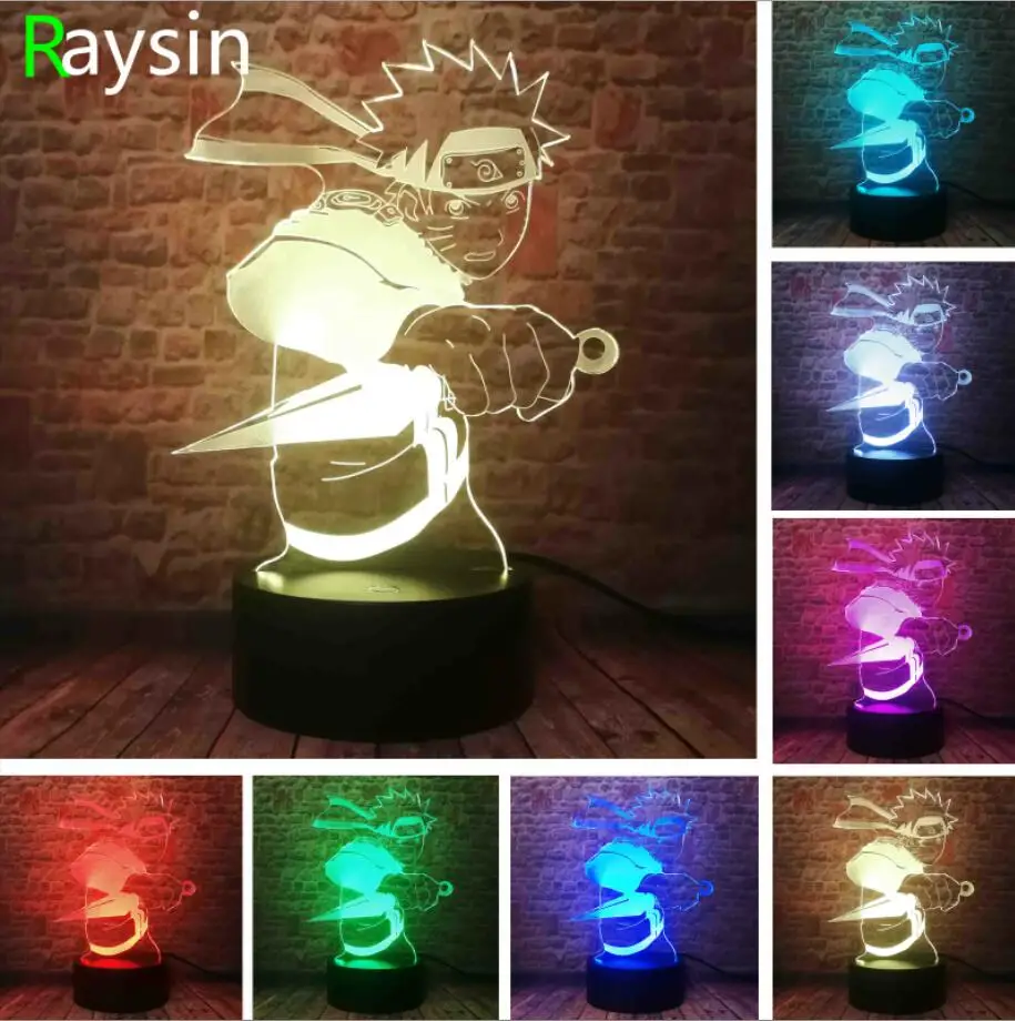 Style 1 Японское аниме легенды-Наруто Uzumaki фигурки экшн-лампы-Профессиональный 7 цветов Изменение светодиодный ночник-мальчики ребенок Рождественский подарок - Испускаемый цвет: Style 1