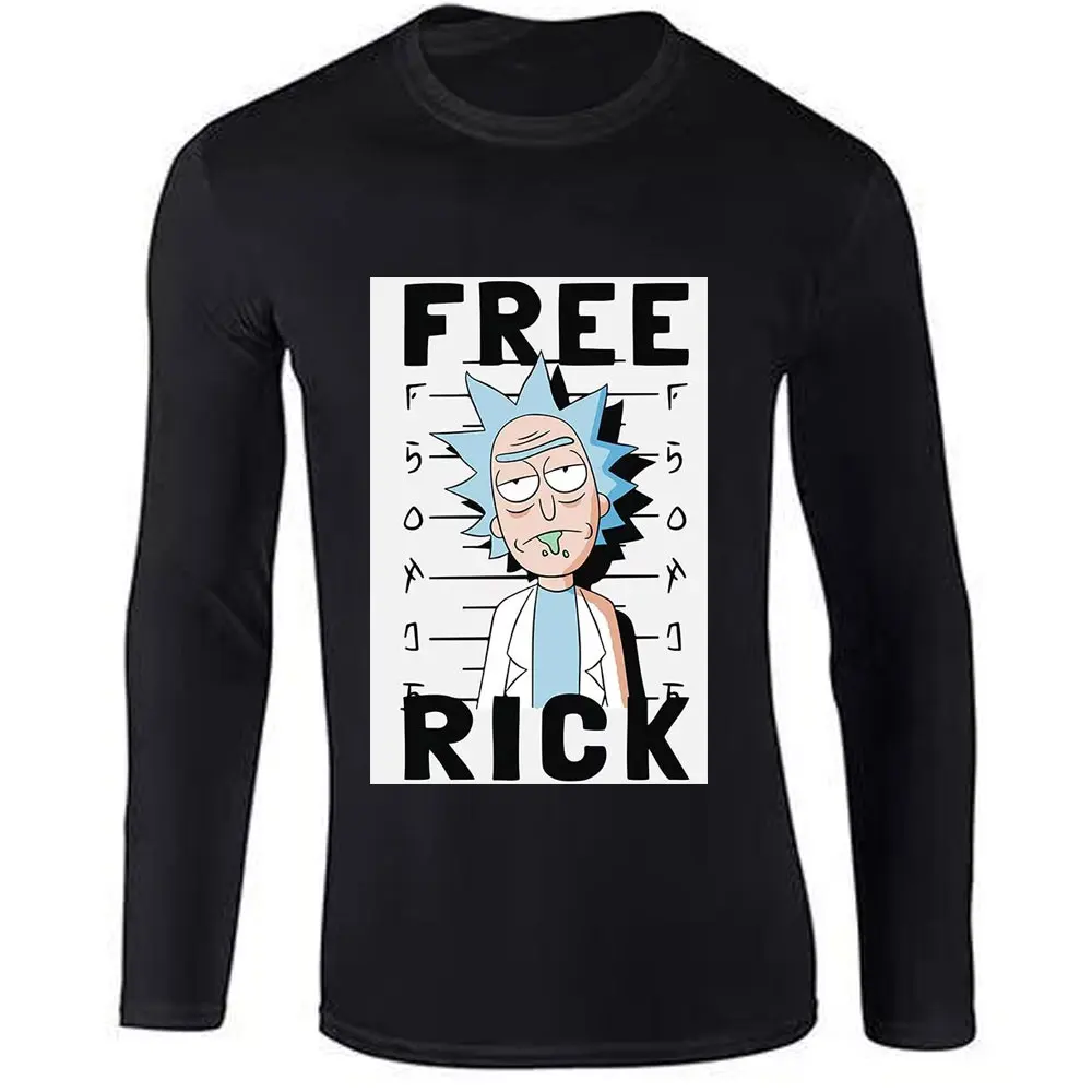 100% Cotton Summer Novelty Prisoners Design Men T Shirts Fashion Rick and Morty Print Man Tops Clothes Long Sleeve T Shirt Men