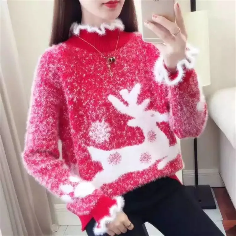 

Women Sweater autumn and winter Knitted Pullover 2019 Long Sleeve Turtleneck Knitwear Fashion Slim Women Jumpers