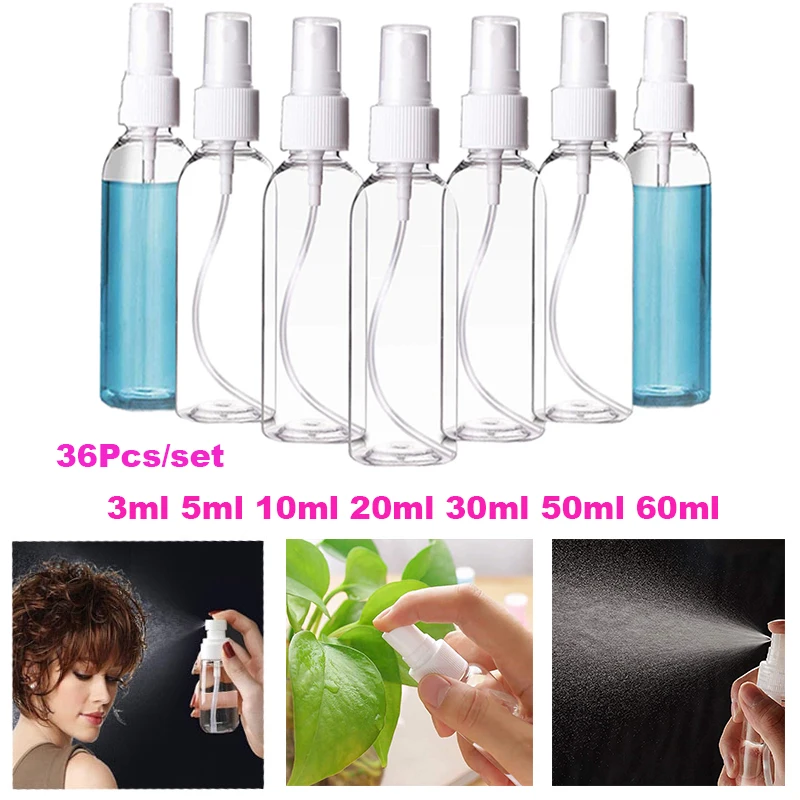 

Clear Spray Bottles with Black Fine Mist Sprayer - Reusable Empty Plastic Bottles for for Essential Oils, Travel, Perfumes