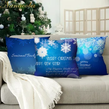 

Nanacoba Navy Blue Christmas Pillows Case Home Decoration Merry Xmax Party Throw Pillowcase Room Sofa Cushion Cover Decorative