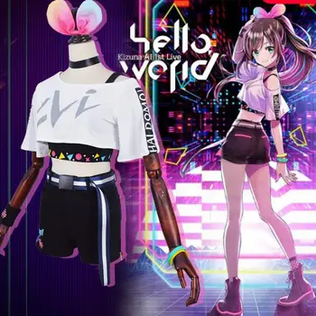 

Anime Virtual YouTuber Kizuna AI 1st Live Sexy Lovely Uniform Cosplay Costume Summer Fashion Dailydress Women full set