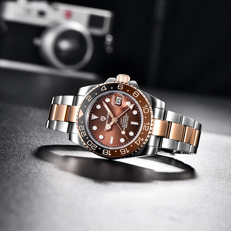 2021 New PAGANI DESIGN Men's GMT Watch Luxury Sapphire Ceramic Bezel Automatic Mechanical Watch Stainless Steel Waterproof Clock