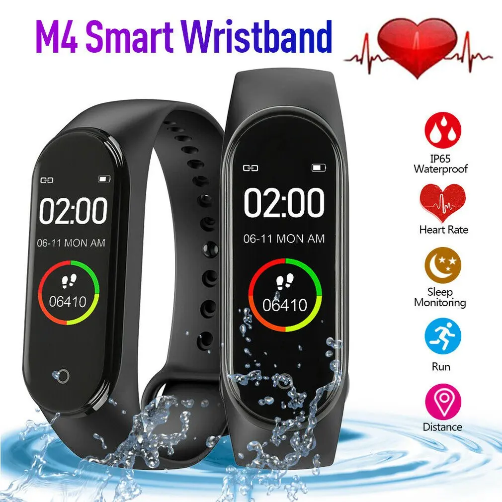 M4 смарт-браслет 0,96 дюймов Цвет Экран Смарт-часы спортивные Смарт браслет здоровья трекер сна движения частоты сердечных сокращений, Блютуз, умный Браслет