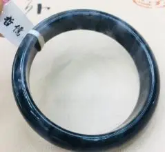 52mm-54mm Натуральный бирманский Изумрудный нефрит элегантный 52-62 м черный масляный голубой браслет принцесса женский нефритовый браслет отправить сертификат страны - Цвет камня: 52mm-54mm