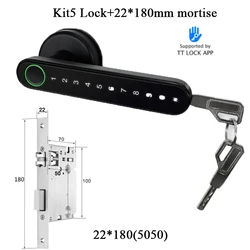 TTLOCK – serrure à clé Bluetooth, serrure de porte à empreinte digitale, en bois, à piles, électronique, mortaise, Hub Wifi en option 
