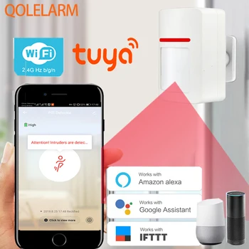 

QOLELARM WIFI Motion Sensor Smart Wifi tuya APP PIR Sensor Window Motion Detector Wireless PIR Alarm System for Home Security
