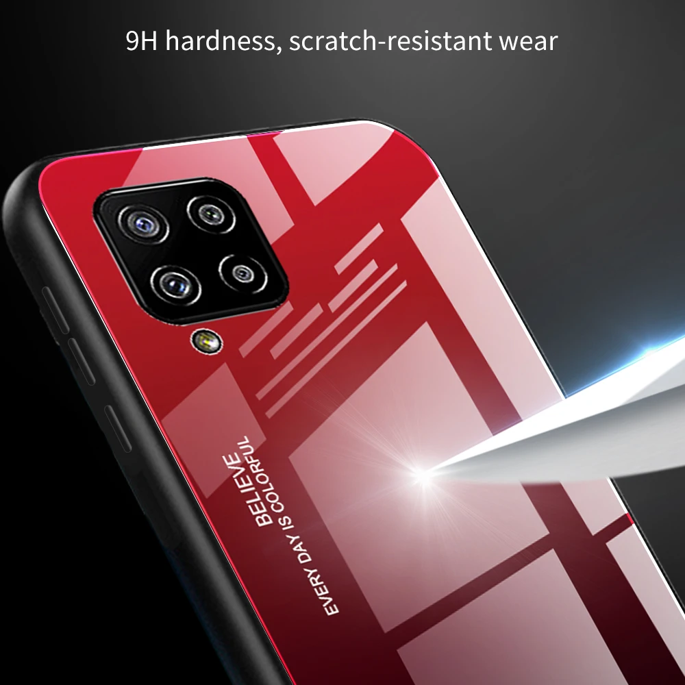 galaxy s22 ultra leather case Shockproof Case For Samsung Galaxy A51 S20 FE S21 S22 Ultra S20 Plus A21S A42 5G A71 A41 A21 Gradient Tempered Glass Case Coque s22 ultra case
