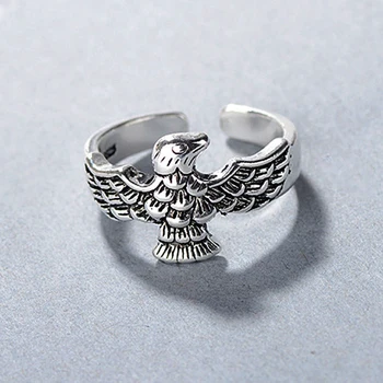 

Retro Vintage Jewelry 925 Sterling Silver Eagle Rings For Women Men Big Opening Antique Rings