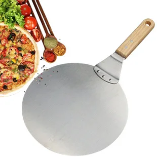 

10 inch Anti-scalding Pizza Shovels Wooden Handle Round High Quality Stainless Steel Cake Shovel Baking Tool Kitchen Accessories