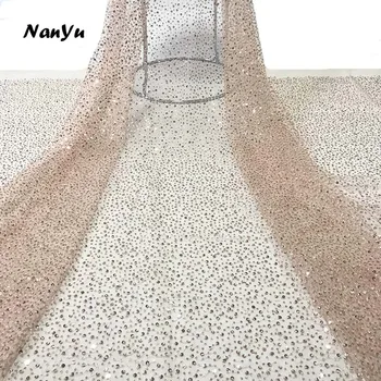 

Random Pattern Sequins With Beaded On Mesh Embroidery Lace Fabric For Wedding Dress