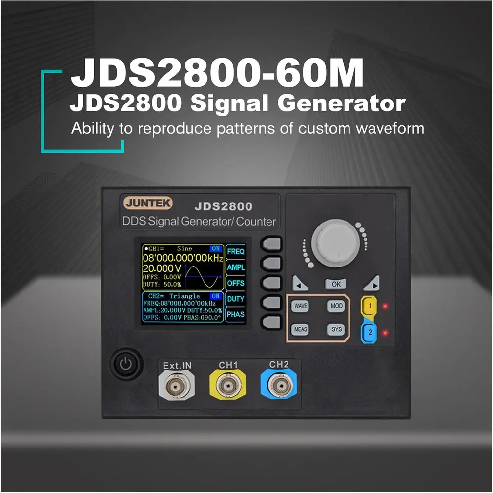 JDS2800-60M 60 МГц генератор сигналов цифровой контроль двухканальный DDS функция генератор сигналов частотомер произвольная волна