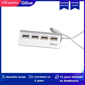 

QILIVE 4Port USB Hub Portable White Connector Splitter Adapter For PC Laptop Desktop USB Hub