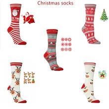 Осень-зима, модные рождественские носки, забавные носки с изображением оленя, Санты, снежинок, колокольчиков, рождественской елки, счастливые теплые носки