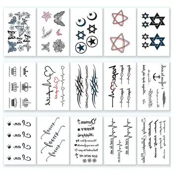 

1pcs Temporary Waterproof Long-lasting Body Stickers Words Inspirational Lines Flowers Leaves Body Stickers