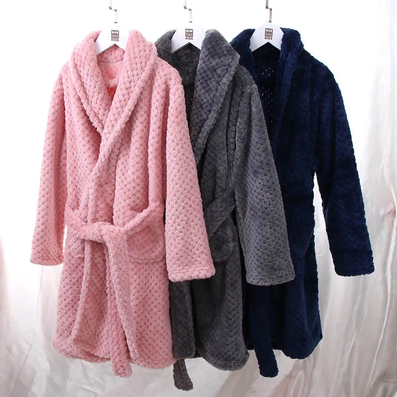 Кимоно с длинными рукавами; домашний халат унисекс для взрослых и родителей; теплый зимний халат для мальчиков и девочек; семейный халат; домашняя одежда