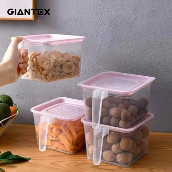 

2PCS Refrigerator Organizer Food Storage Box Container Kitchen Reusable Large Container with Lid Handle Fresh-Keeping Case