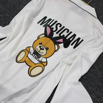 

Sleepwear Silk Night Wear Women Set Pijama Kawaii Luxury Pajama2020 Autumn Cartoon Pajamas Women Satin Night Suits Sleep Tops