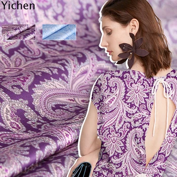 

2019 Autumn Cotton Printed Satin Fabric Paisley Pattern High Quality Purple Blue New Dress Shirt Fabric Width 142/153CM 160G/M