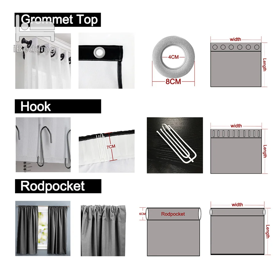 IBedding Custom Windows Curtains for Living Room Curtain POD Customized Photo Gift Home Decor with Hooks 2 Panels 2