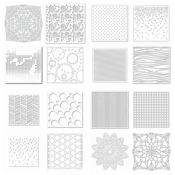 

Mixed Shape Stripe Dots Circle Flowers Plastic Stencil DIY Card Album Make Scrapbook Handmade Stencil New Drawing Sheet 09