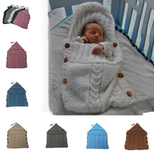 Удобный безопасный мягкий новорожденный детский конверт для ребенка Пеленальное Одеяло изделия для детей шерстяное одеяло вязаный спальный мешок