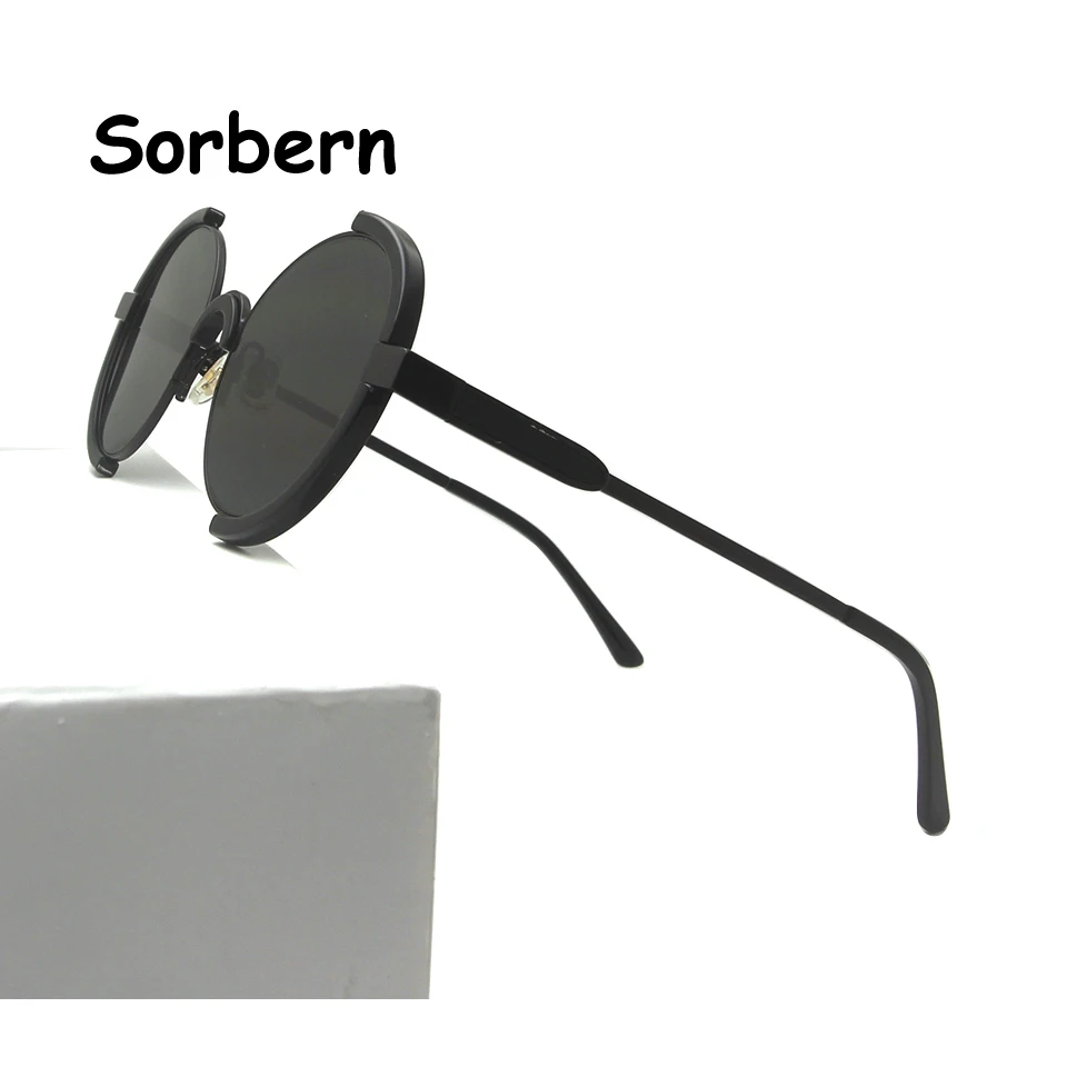 Брендовые дизайнерские очки в стиле стимпанк, женские солнцезащитные очки, UV400, круглые солнцезащитные очки для мужчин, полуоправы, круглые очки для женщин