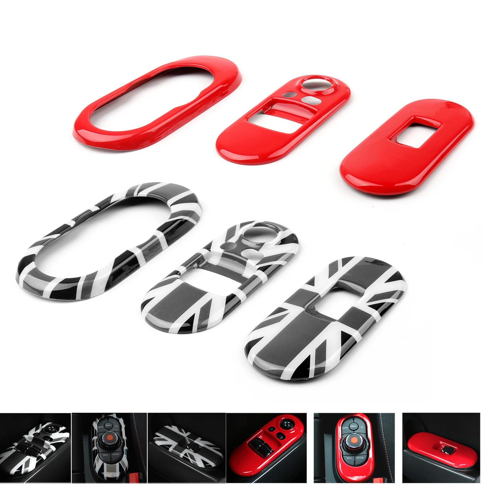 Areyourshop Union Jack Power Window Switch& Center Console Panel Covers For MINI F56 Car Window Switch Accessories Parts