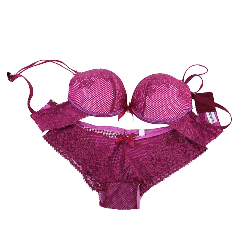 Кружевной комплект Bh катоен бордюрен Ondergoed pushes Bh en Slips сексуальный Vrouwen - Цвет: Фиолетовый