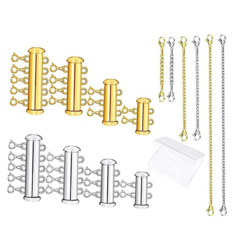 14 Pcs Jewelry Clasps Necklace Connectors Slide Clasp Lock Extender for