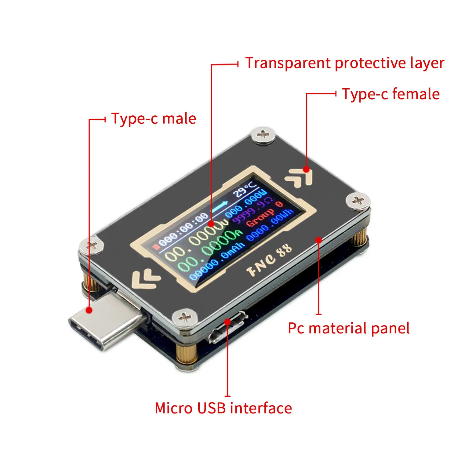 FNC88 New Type-C PD trigger USB-C Voltmeter ammeter voltage 2 way current meter multimeter PD charger battery USB Tester