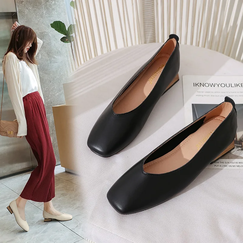 Zapatos de tacón grueso mujer, zapatillas informales que combinan con todo, para apartamento, trabajo retro, novedad de primavera, talla 33, 2021| Zapatos tacón de mujer| - AliExpress