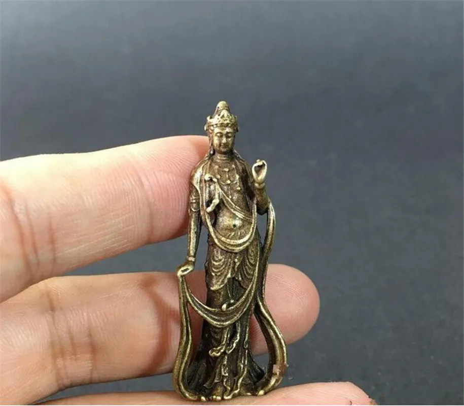 Copper Statue Collectable Chinese Brass Carved Kwan yin Guan Yin Buddha