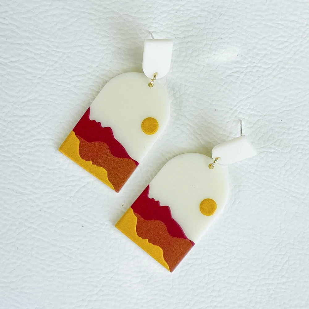VG 6YM Hand Painted Dangle Drop Earrings Pattern Geometric Resin Earrings For Women Wedding Party Jewelry Dangle Earrings Drop Earrings Geometric Earrings