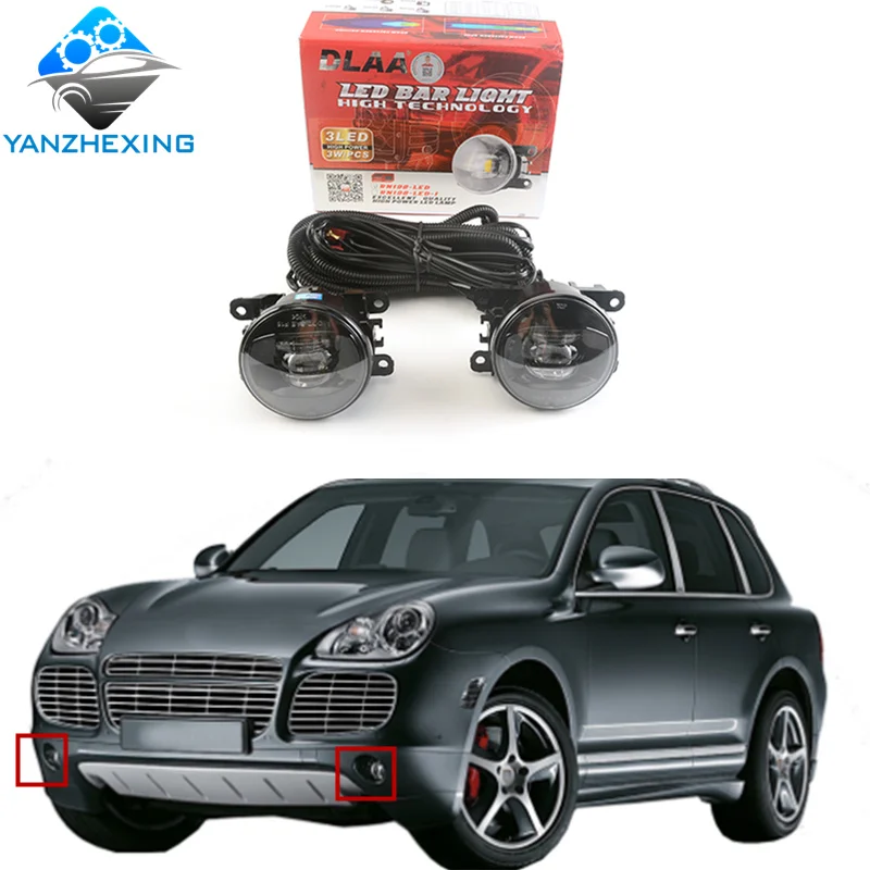 

YANZHEXING 1 set Hight Quality Car styling front bumper LED lens Fog lamp lights For Porsche Cayenne 955 2002-2015