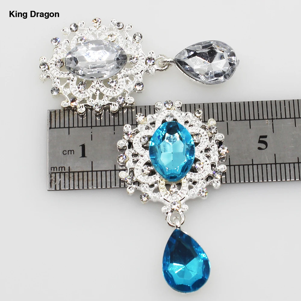 King Dragon Цвет Фул Стразы Украшения используется на повязка на голову с плоской задней частью с фокусным расстоянием 25 мм* 45 мм 5 шт./лот серебро Цвет KD588