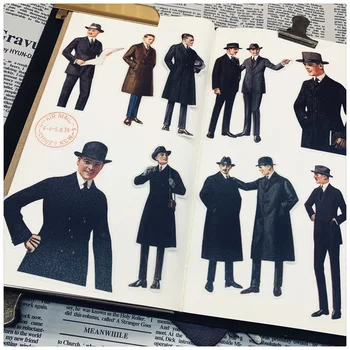 

19Pcs/Set Travel Vintage Gentleman Men Sticker DIY Craft Scrapbooking Album Journal Happy Planner Decorative Stickers