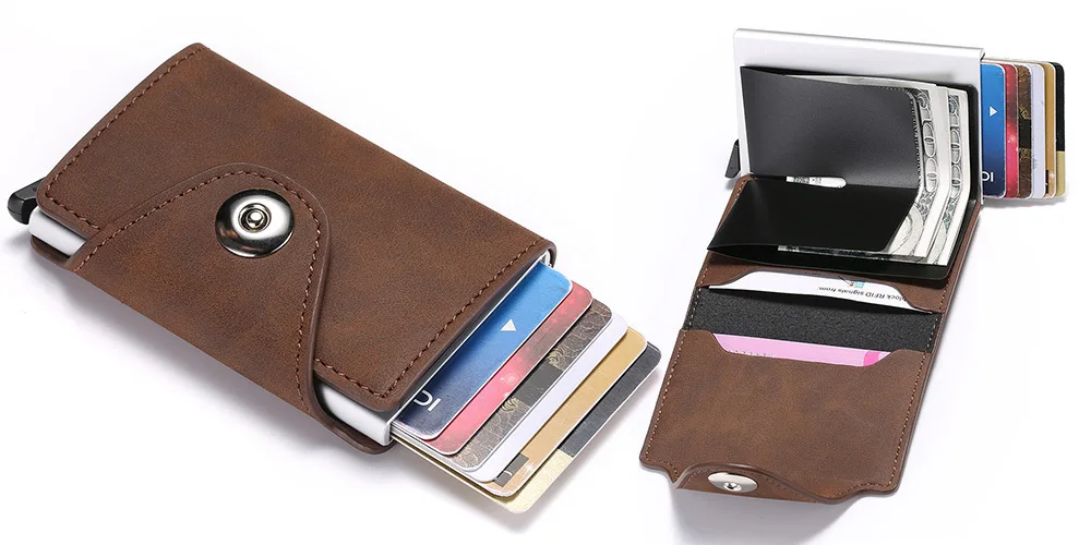 Hasp тонкий RFID кошелек визитница карта кошелек металлический блокирующий футляр для удостоверения личности Алюминиевый Дорожный кошелек всплывающий Минимализм