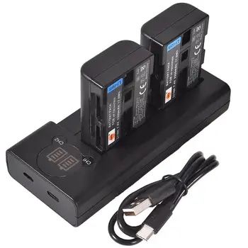 

DSTE 2pcs NP-FM50 NP-FM55H Battery with Dual LCD Battery Charger Kit for Sony DCR-DVD100 DVD100E DVD101 Camera