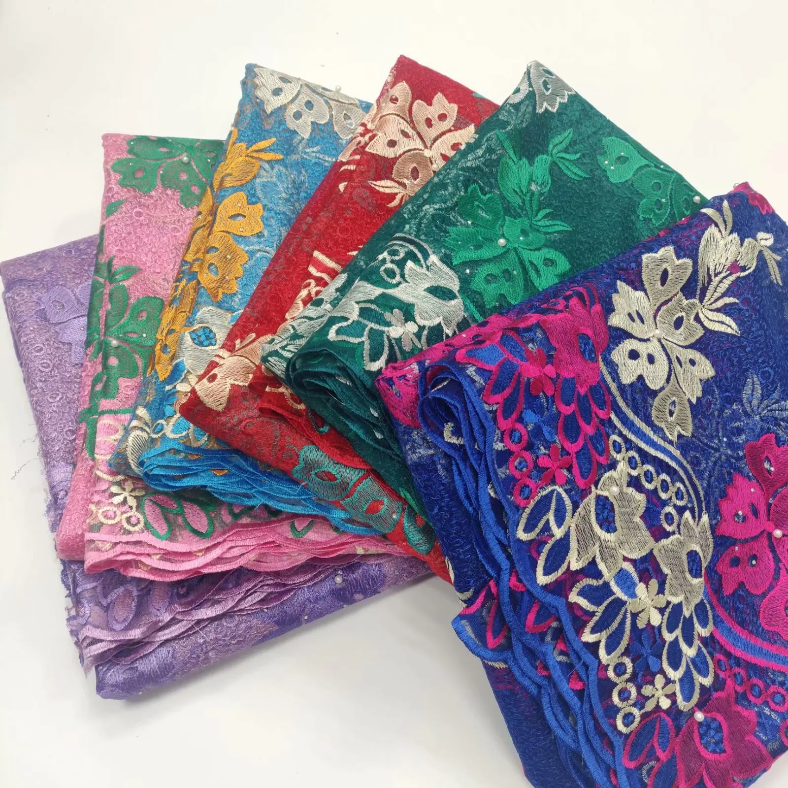 Последние Африканские кружева красное кружево вышивка кружевная ткань сетка кружевная отделка Свадебное кружево с бисером для платьев WHB8-5 03