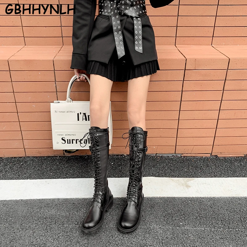 

booties woman Riding chunky boots low Heel women shoes autumn Winter Knee High Boots Women Motorcycle Boots Work Boots LJA878