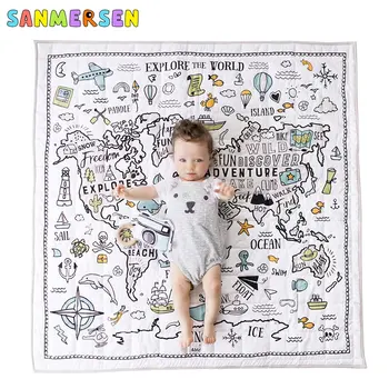 

120cm Newborn Baby Crawling Mat Nautical Graffiti Cotton Rug Map Game Pad Kids Blanket Floor Carpet Play Toys Mat For Children