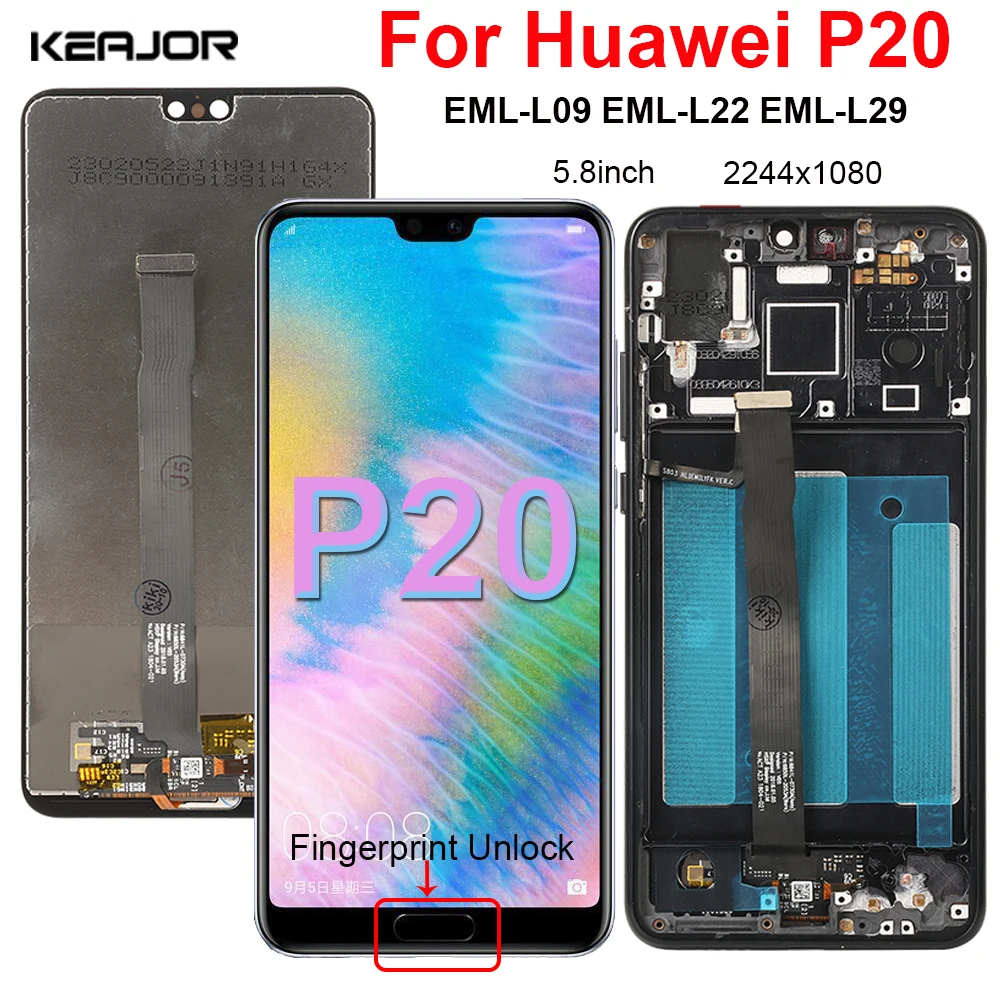 Дисплей для Huawei P20 EML-L09 L22 L29 сменный ЖК-экран с дигитайзером в сборе P 20 дисплей со