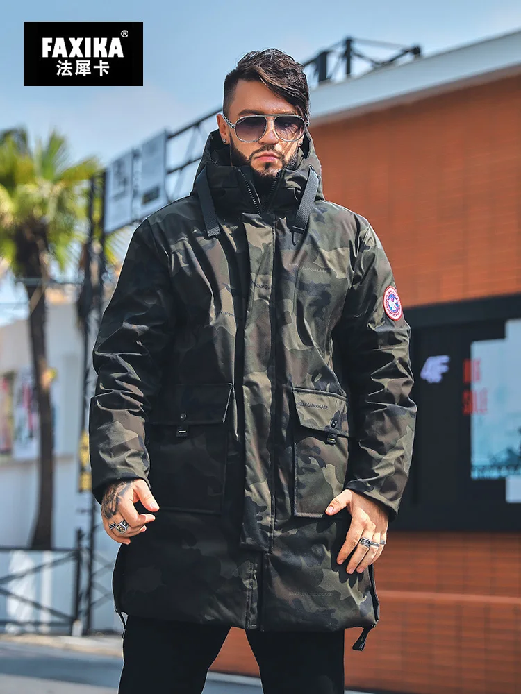 camouflage FAXIKA мужская одежда больших размеров камуфляжная утолщенная теплая хлопковая одежда удобрение увеличенная куртка с капюшоном для зимы - Цвет: camouflage