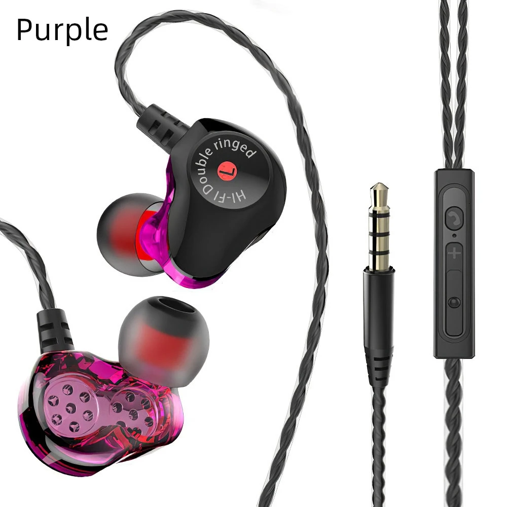purple UBeamer D6, проводные наушники, 4 ядра, Hi-Fi, стерео, для мобильных телефонов, гарнитуры, басы, спортивные наушники, 3,5 мм, музыкальные наушники, микрофон - Цвет: purple