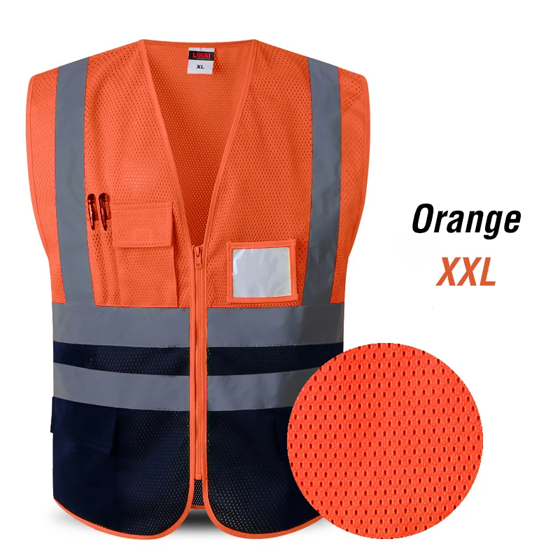 Унисекс светоотражающие жилеты для безопасности высокая видимость безопасная защитная Рабочая одежда Предупреждение ющий открытый велосипедный сетчатый жилет - Цвет: Mesh Orange XXL
