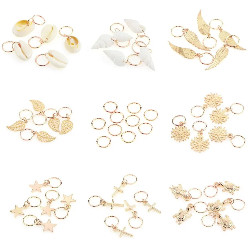 hair clips 50 Pcs/set Fashion Shell Hands Leaves Star Conch Snowflake Pendant Charms Rings For Women,hair clips,hair accessories