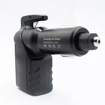 

Dual USB Ports USB Emergency Escape Tool Life-Saving Rescue Car Charger, Spring Loaded Window Breaker, Seat belt Cutter