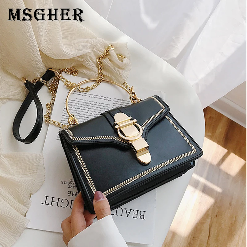 

MSGHER Embroidery Flap Women Bag Summer Beach Metal Wristband Chain Shoulder Handbag Practical Delicate Joker Female Bag WB2645