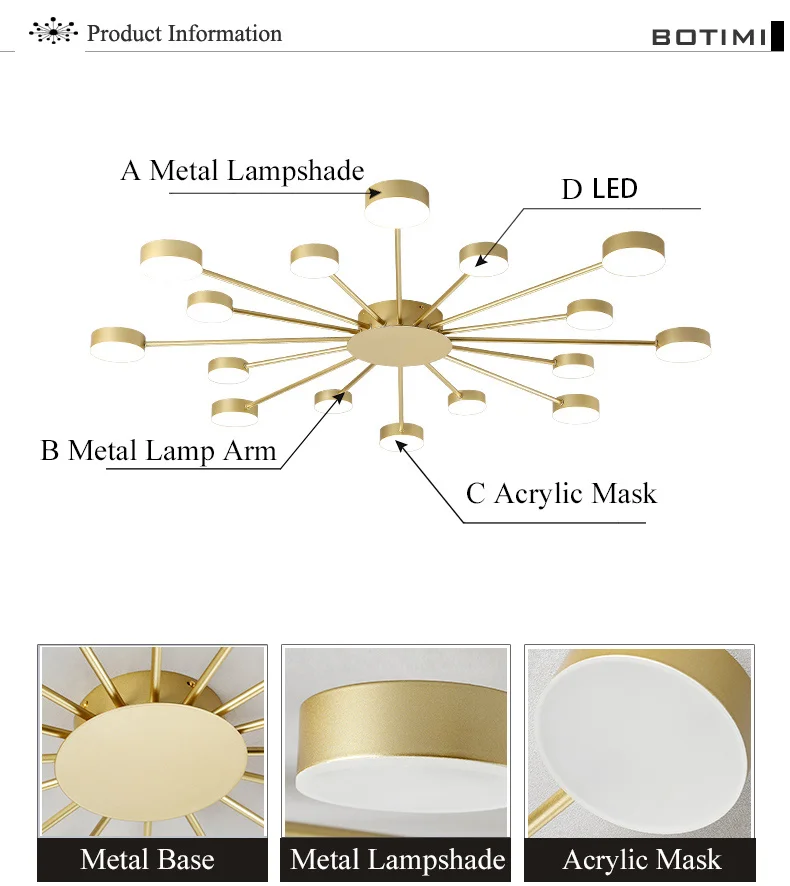 BOTIMI Новинка Металлические нерегулярные потолочные светильники для фойе черный потолочный светильник золотой поверхностный монтаж светильник для спальни
